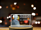 Jean-Jacques Rousseau Crystal Gift Recognition | 3D Engraved Quotes & LED Base Light - Custom Award From A&B Crystal Collection