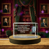 Jean-Jacques Rousseau Quote 3D Engraved Crystal Gift for Recognition with LED Base & Keepsake Box - Custom Award From A&B Crystal Collection