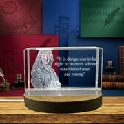 Voltaire's Wisdom - Engraved Crystal Decor with LED Base Gift for Philosophers