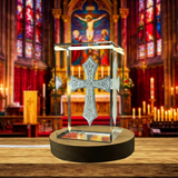 3D Engraved Crystal Christian Cross Trophy Award Recognition with LED Base Light - Elegant Keepsake
