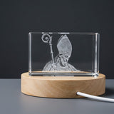 St. Isidore of Seville 3D Engraved Crystal Gift — Made in Canada