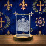 St. Elizabeth 3D Engraved Crystal Trophy Award with Recognition - Rose Vines Design, LED Base, Made in Canada