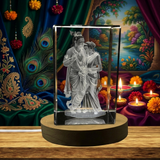 Krishna And Radha 3D Engraved Crystal Keepsake With LED Base Light - Recognition Award Decoration - Custom Award From A&B Crystal Collection