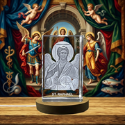 St. Raphael Healing Trophy Recognition Award | 3D Engraved Crystal for Travelers & Protection