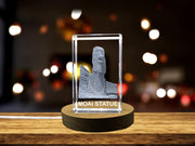 Timeless Guardians | 3D Engraved Crystal Sculpture of Moai Statues