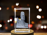 Timeless Guardians | 3D Engraved Crystal Sculpture of Moai Statues A&B Crystal Collection