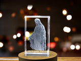 Sacred 3D Engraved Crystal | Virgin Mary Statue | Reverent Religious Sculpture A&B Crystal Collection