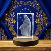 Sacred 3D Virgin Mary Award Trophy with LED Base | Recognition Crystal Spiritual Art