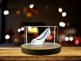 Timeless Elegance Recognition: 3D Engraved Crystal Wedding Shoes with LED Base Light