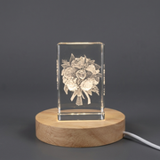 Everlasting Blooms 3D Engraved Crystal Wedding Bouquet - Unique Keepsake Recognition Award