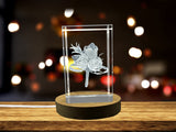 Dapper Detail Recognition: 3D Engraved Crystal Men's Boutonniere with LED Base Light - Custom Award From A&B Crystal Collection