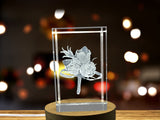Dapper Detail Recognition: 3D Engraved Crystal Men's Boutonniere with LED Base Light - Custom Award From A&B Crystal Collection