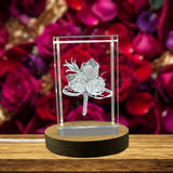 3D Engraved Crystal Men's Boutonniere with LED Base Light - Custom Award From A&B Crystal Collection