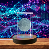 AI Recognition Trophy Award - 3D Engraved Crystal for Tech Enthusiasts with LED Base Light