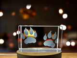 Recognition 3D Laser Engraved Lion Paw Print Crystal Trophy with LED Base - Perfect for Wildlife Lovers - Custom Award From A&B Crystal Collection