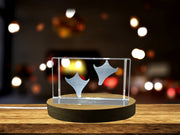 Duck Tracks Symbols 3D Engraved Crystal Trophy Award with LED Base - Recognition Piece by A&B Crystal Collection