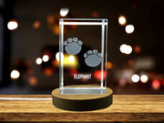 Recognition 3D Laser Engraved Elephant Footprint Crystal Trophy Award for Wildlife Lovers