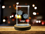 Recognition 3D Laser Engraved Elephant Footprint Crystal Trophy Award for Wildlife Lovers - Custom Award From A&B Crystal Collection