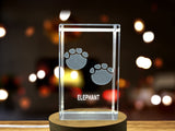 Recognition 3D Laser Engraved Elephant Footprint Crystal Trophy Award for Wildlife Lovers - Custom Award From A&B Crystal Collection