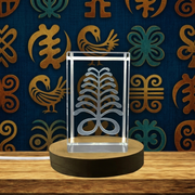 Aya African Symbol Recognition 3D Engraved Crystal Trophy Award - Strength, Resilience & Endurance