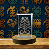 Aya African Symbol Recognition 3D Engraved Crystal Trophy Award - Strength, Resilience & Endurance - Custom Award From A&B Crystal Collection