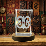 3D Engraved Hye Won Hye Crystal Award - African Symbol - Custom Award From A&B Crystal Collection