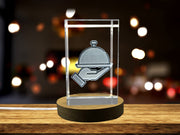 Elegant Recognition Food Tray Symbol - 3D Engraved Crystal Gift with LED Base Light