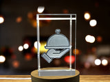 Elegant Recognition Food Tray Symbol - 3D Engraved Crystal Gift with LED Base Light - Custom Award From A&B Crystal Collection