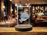 Food Tray Symbol - 3D Engraved Crystal Gift with LED Base Light - Custom Award From A&B Crystal Collection