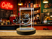 3D Engraved Crystal Coffee Cup Keepsake Recognition | Perfect Gift for Coffee Lovers