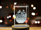 Elegant Crystal Salad Bowl With 3D Engraved Food Icons - Recognition Gift With LED Base - Custom Award From A&B Crystal Collection