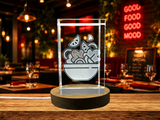 Elegant Crystal Salad Bowl Icon - 3D Engraved Food Icons - Recognition Gift With LED Base - Custom Award From A&B Crystal Collection