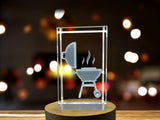 Recognition Unique Crystal Plate with 3D Engraved BBQ Grill Icons - Exquisite Gift with LED Base - Custom Award From A&B Crystal Collection
