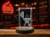 BBQ Icon 3D Engraved Crystal - Exquisite Gift with LED Base - Custom Award From A&B Crystal Collection