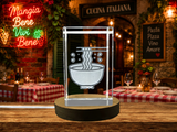 Spaghetti Bowl Icon 3D Engraved Crystal - Exquisite Italian Gift Decor - Custom Award From A&B Crystal Collection