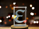 Epsilon Symbol Recognition Crystal Trophy Award - Luxury Etched Sculpture with LED Base Light - Custom Award From A&B Crystal Collection