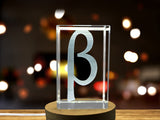 Recognition Elegant Crystal Trophy Award - Unique Greek Beta Symbol Laser-Crafted Sculpture - Custom Award From A&B Crystal Collection