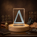 Delta Symbol Crystal Trophy Award - Luxurious Recognition Sculpture with LED Base Light - Custom Award From A&B Crystal Collection