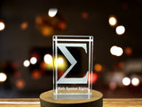 Sigma Symbol Crystal Trophy Award - Recognition of Mathematical Elegance with LED Base - Custom Award From A&B Crystal Collection