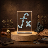 f(x) Sculpture Award - Handcrafted Crystal Art with Free LED Base Light