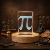 Pi Math Symbol Award - Elegant Mathematical Sculpture with LED Base, Made in Canada - Custom Award From A&B Crystal Collection