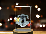 Jordan Coat Of Arms 3D Engraved Crystal Trophy Award For Recognition With LED Base - Custom Award From A&B Crystal Collection