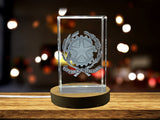Italy Coat of Arms 3D Engraved Crystal Trophy Award with LED Base Light - Recognition Keepsake