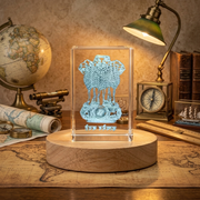 India National Emblem 3D Engraved Crystal Gift