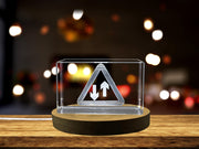 Harmonious Exchange | 3D Engraved Crystal Sculpture of Two-Way Traffic Sign