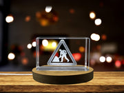 Focused Endeavors | 3D Engraved Crystal Sculpture of 'Men at Work' Traffic Sign