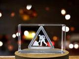 Focused Endeavors | 3D Engraved Crystal Sculpture of 'Men at Work' Traffic Sign A&B Crystal Collection