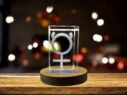 Exquisite Mercury Symbol 3D Engraved Crystal Décor with Free LED Base Light - A&B Crystal Collection