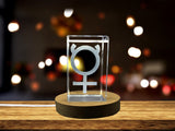 Exquisite Mercury Symbol 3D Engraved Crystal Décor with Free LED Base Light - A&B Crystal Collection A&B Crystal Collection