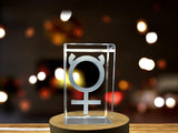 Exquisite Mercury Symbol 3D Engraved Crystal Décor with Free LED Base Light - A&B Crystal Collection A&B Crystal Collection